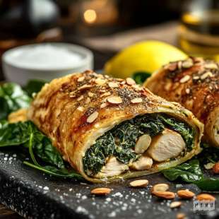 Pastilla Poulet, Épinards et Amandes