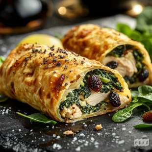 Pastilla Poulet, Épinards et Raisins Secs