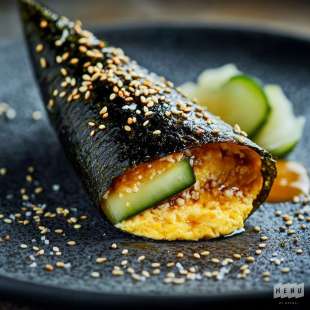Temaki Anguille Fumée et Omelette Japonaise