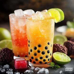 Bubble Tea Fruit de la Passion et Gelée de Litchi