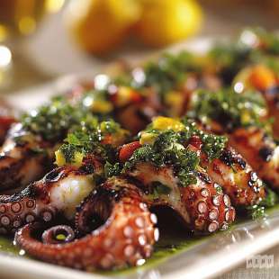 Poulpe Grillé à la Gremolata d’Herbes Fraîches