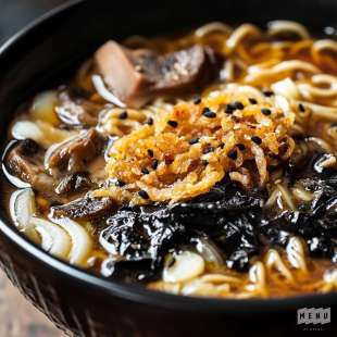 Soba Tonkotsu Kuro (Poivre Noir, Ail Frit)