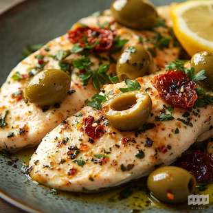 Poulet aux Olives et Tomates Confites