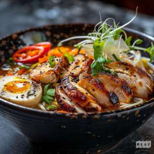 Soupe de Nouilles Udon au Poulet et Légumes
