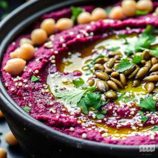 Houmous de Betterave aux Graines de Courge au Miel