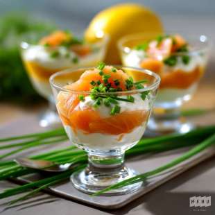 Verrine au Saumon Fumé, Crème et Ciboulette