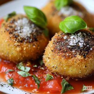 Beignet d'Aubergines au Coulis de Tomate