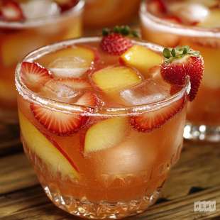 Punch au Jus de Pêches et à la Fraise