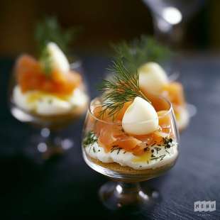 Verrine d'Oeufs de Caille au Saumon Fumé