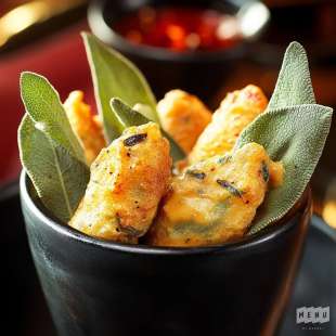 Beignet de Feuilles de Sauge et Coulis Onctueux Piquant
