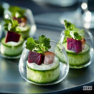 Amuse-Gueule Concombre Betterave et Magret Fumé
