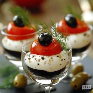 Verrine Tomates Olives Oeufs de Lumps