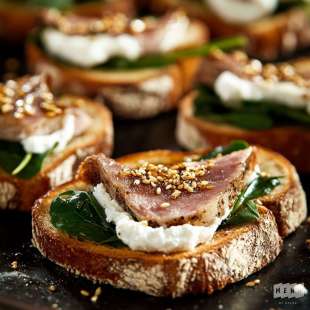 Tartines aux Magret de Canard et au Chèvre Chaud