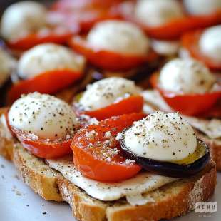 Tartine à l'Italienne : Aubergine, Tomate et Mozzarella