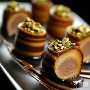 Roulades de Mousse de Foie Gras et Magret Fumé aux Pistaches