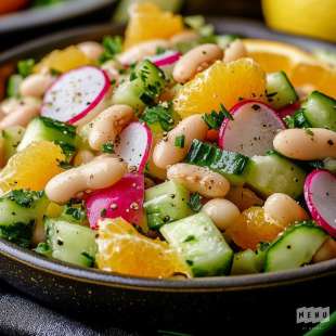 Salade de Fèves, Concombre, Radis et Orange