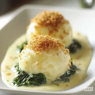 Soufflé Mozzarella, Pommes de Terre et Epinards
