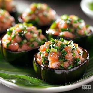 Tartare de Thon frais en Feuilles d'Aubergine