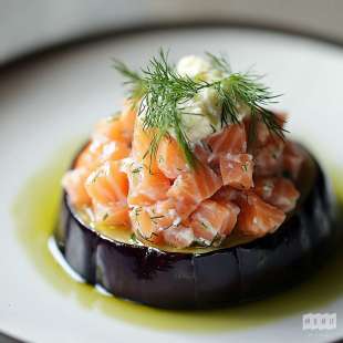 Tartare de Saumon sur Aubergines
