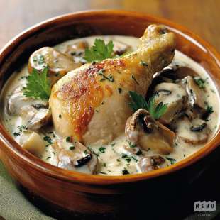 Poulet à la Crème et Champignons