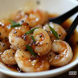 Crevettes Marinées Sautées à l'Asiatique