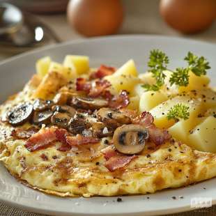 Omelette Lardons, Champignons, Pomme de Terre