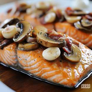 Pavés de Saumon aux Champignons et Lardons