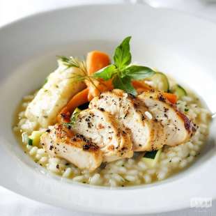 Risotto au Poulet, à la Carotte et à la Courgette