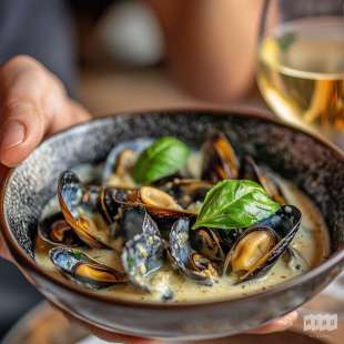 Moules à l'Ail au Basilic et à la Crème