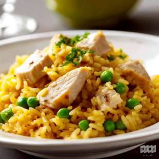Riz Pilaf au Poulet et Petits Pois