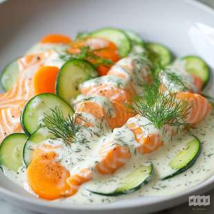 Pavés de Saumon, Sauce Crémeuse à l'Aneth