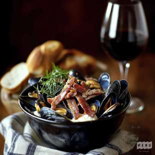 Recette Plat : Moules au Lard et au Vin Blanc