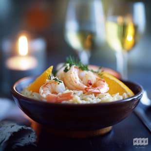 Risotto aux Crevettes et aux Oranges