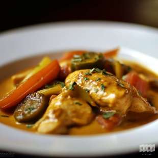Poulet et Légumes, Sauce Curry-Tandoori et Lait de Coco