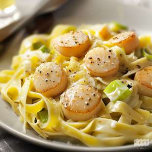 Tagliatelles aux Saint-Jacques et Poireaux