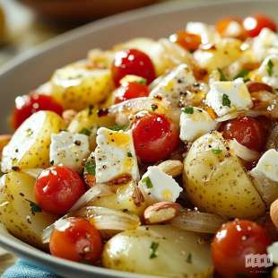 Salade de Pommes de Terre et Oignons à la Feta Aop et aux Tomates Cerises Confites