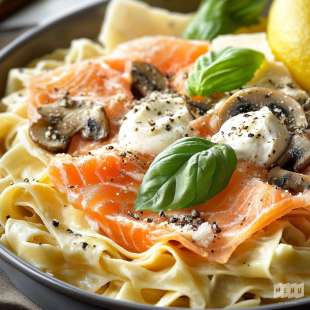 Tagliatelle aux Saumon et Champignons