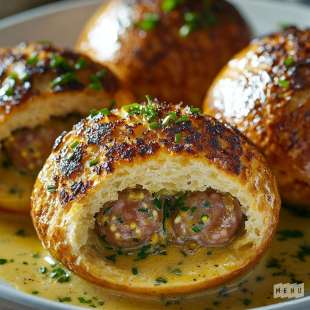 Saucisse de Morteau Briochée et Sauce Moutarde à l'Échalote