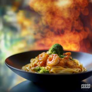 Spaghettis aux Crevettes et Curry