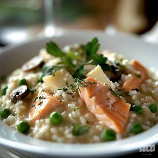 Risotto au Saumon, Champignons et Petits Pois