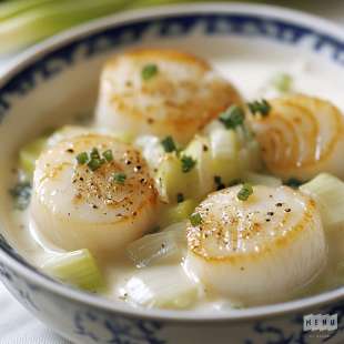 Saint-Jacques à la Fondue d'Endives et de Poireaux