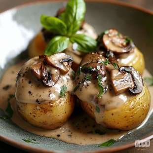 Pommes de Terre Farcies à la Crème de Champignons