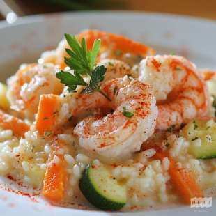 Risotto de Crevettes et Petit Crabe Gris