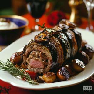 Rôti de Veau aux Aubergines et Champignons