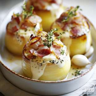 Pâtisson Farci Crème, Oignons et Lardons