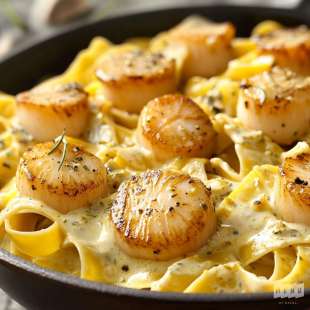 Tagliatelles aux Noix de Saint-Jacques et Curry
