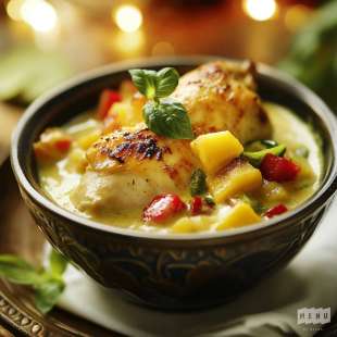 Poulet Mangue, Citron Vert, Lait de Coco