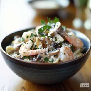 Pâtes aux Crevettes et Champignons
