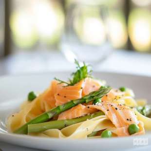 Tagliatelles aux Asperges et Saumon