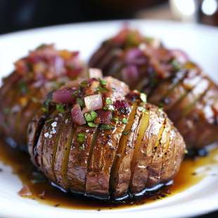 Pommes de Terre Hasselback au Beaufort et à la Poitrine Fumée